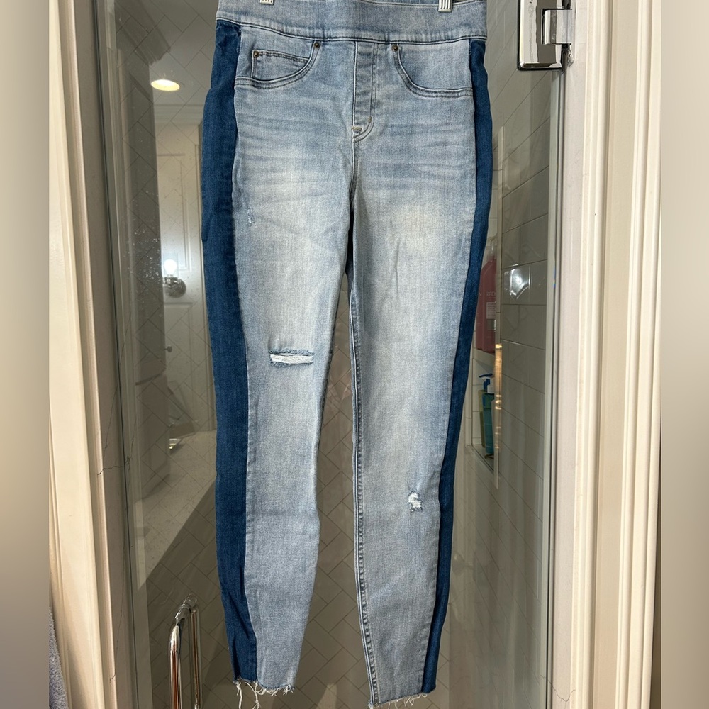 SPANX color block distressed jeggings highwaist